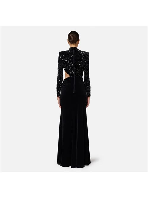 Abito red carpet in ciniglia ricamata con pailettes con cut-out ELISABETTA FRANCHI | AB73647E247E2110